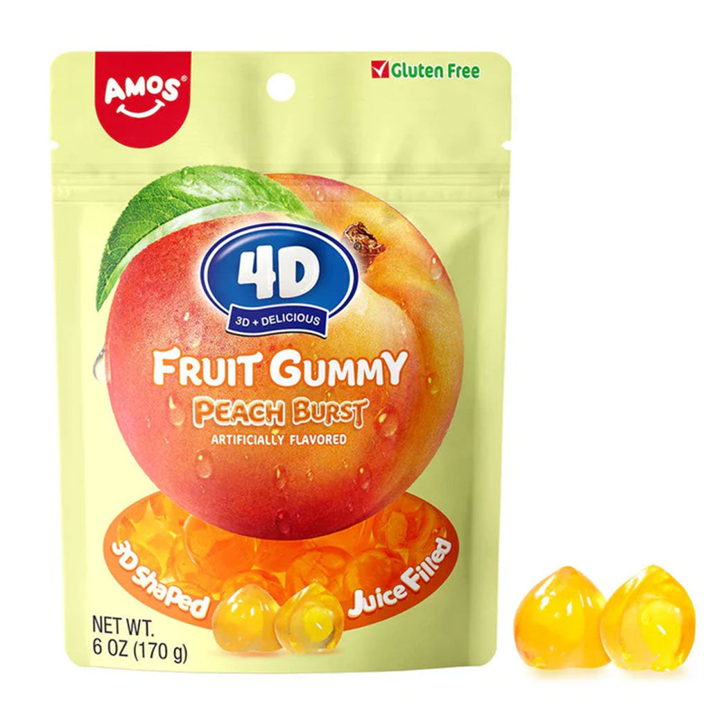 Amos - 4D Gummy Juicy Burst Peach (6oz)