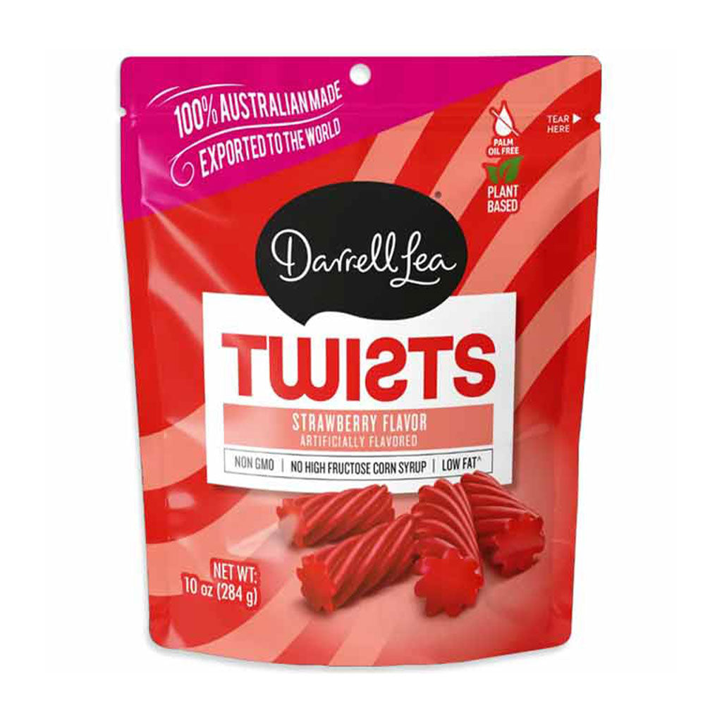 Darrell Lea - Fresh Strawberry Twists Peg Bag (10oz)