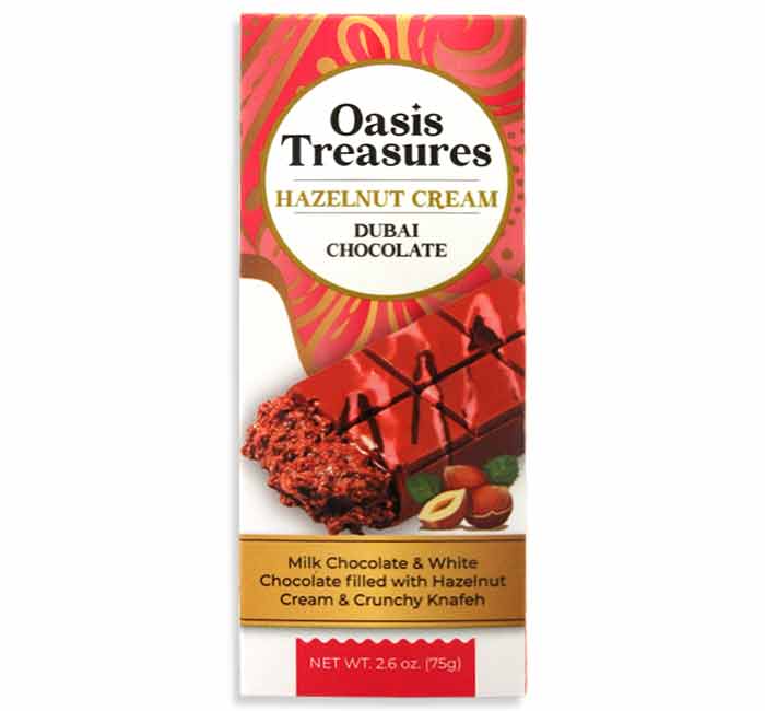 Oasis Treasures - Dubai Hazelnut Knafeh Chocolate (2.6oz)